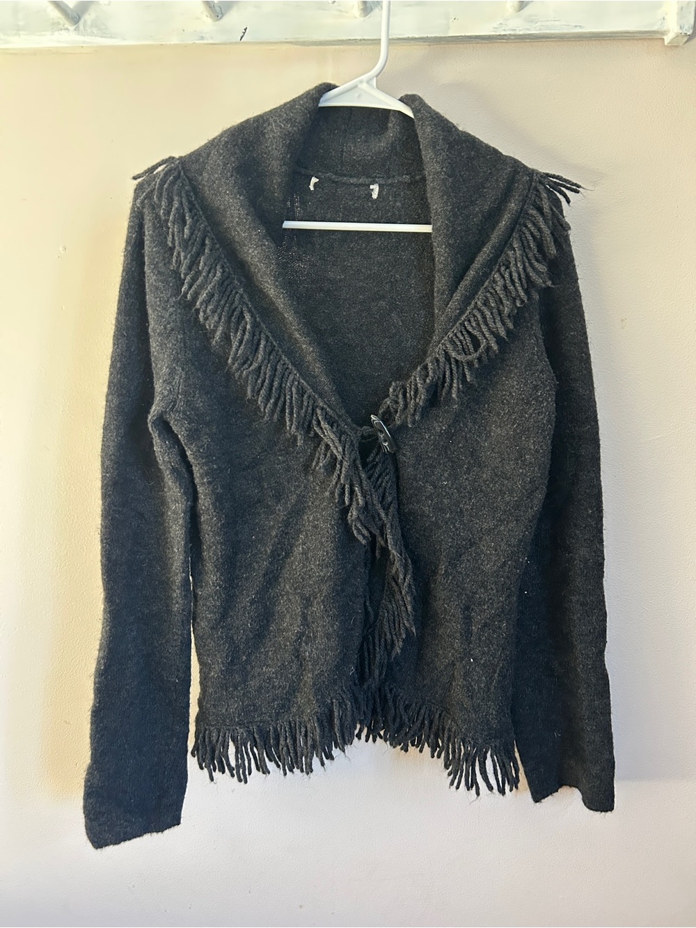 Fringe Trim Open Front Women's Sweater Cardigan